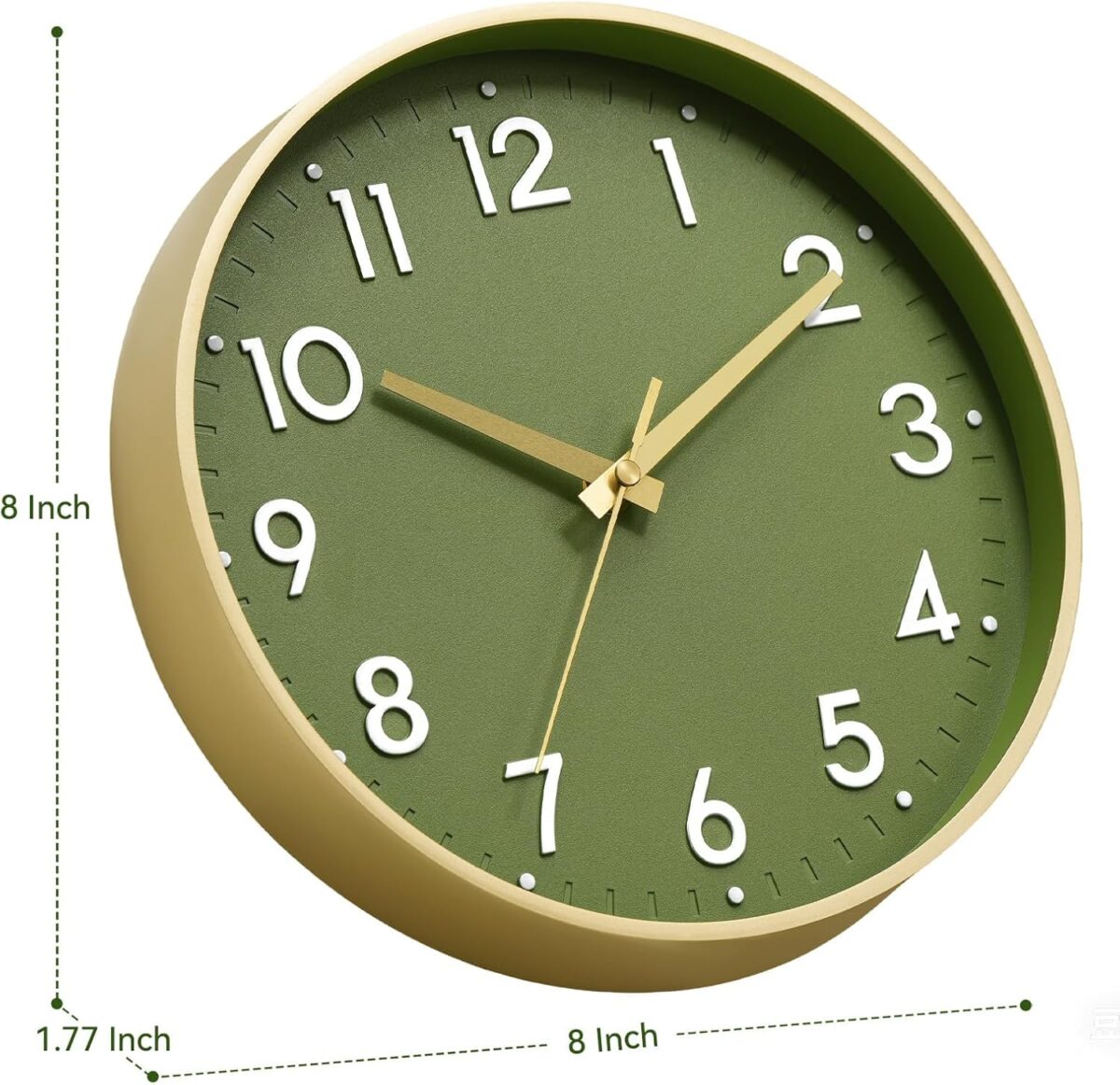 Mosewa Wall Clock 8 Inch, Battery Operated Silent Non-Ticking Modern Analog Clock Decorative for Kitchen, Bedroom, Office, Living Room(Gold) - Image 4