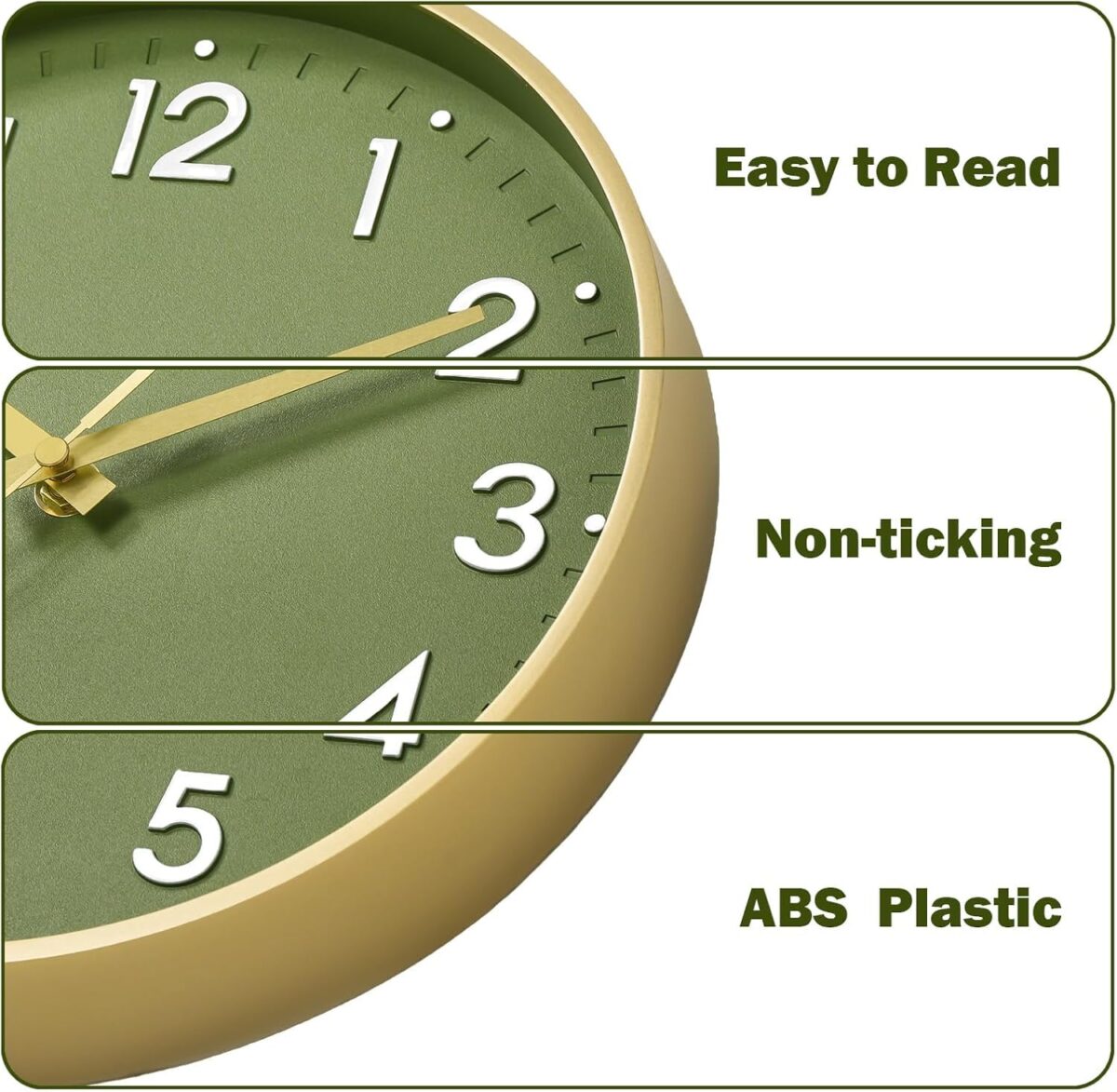 Mosewa Wall Clock 8 Inch, Battery Operated Silent Non-Ticking Modern Analog Clock Decorative for Kitchen, Bedroom, Office, Living Room(Gold) - Image 8
