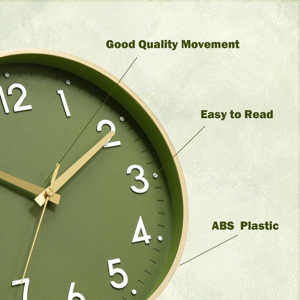 Mosewa Wall Clock 8 Inch, Battery Operated Silent Non-Ticking Modern Analog Clock Decorative for Kitchen, Bedroom, Office, Living Room(Gold) - Image 10