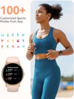 AGPTEK Smart Watch for Women, 5ATM Waterproof Smartwatch for Android and iOS Phones, Fitness Tracker Watch with 100+ Sports Modes, Heart Rate Monitor Pedometer Sleep Monitor, Pink - Image 6