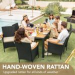 Devoko Outdoor Patio Dining Sets 9 Pieces Wicker Outdoor Dining Table and Chairs Set with Acacia Wood Table Top and Widened Armrests for Backyard, Garden, Deck (Black) - Image 6