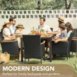 Devoko Outdoor Patio Dining Sets 9 Pieces Wicker Outdoor Dining Table and Chairs Set with Acacia Wood Table Top and Widened Armrests for Backyard, Garden, Deck (Black) - Image 7