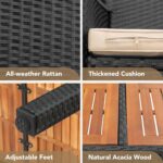 Devoko Outdoor Patio Dining Sets 9 Pieces Wicker Outdoor Dining Table and Chairs Set with Acacia Wood Table Top and Widened Armrests for Backyard, Garden, Deck (Black) - Image 9