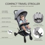 Lightweight Travel Stroller for Baby & Toddlers - Easy Fold & Compact Stroller with Canopy, Storage Basket, Multi-Position Recline & Convenient One-Hand Fold (Grey) - Image 3