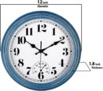 JENLYSTIME 12 Inch Indoor/Outdoor Retro Waterproof Wall Clock with Thermometer Silent Round Quartz Battery Operated Easy to Read Decorative for Kitchen Patio,Bathroom,Deck,Porch,Pool(Blue) - Image 8