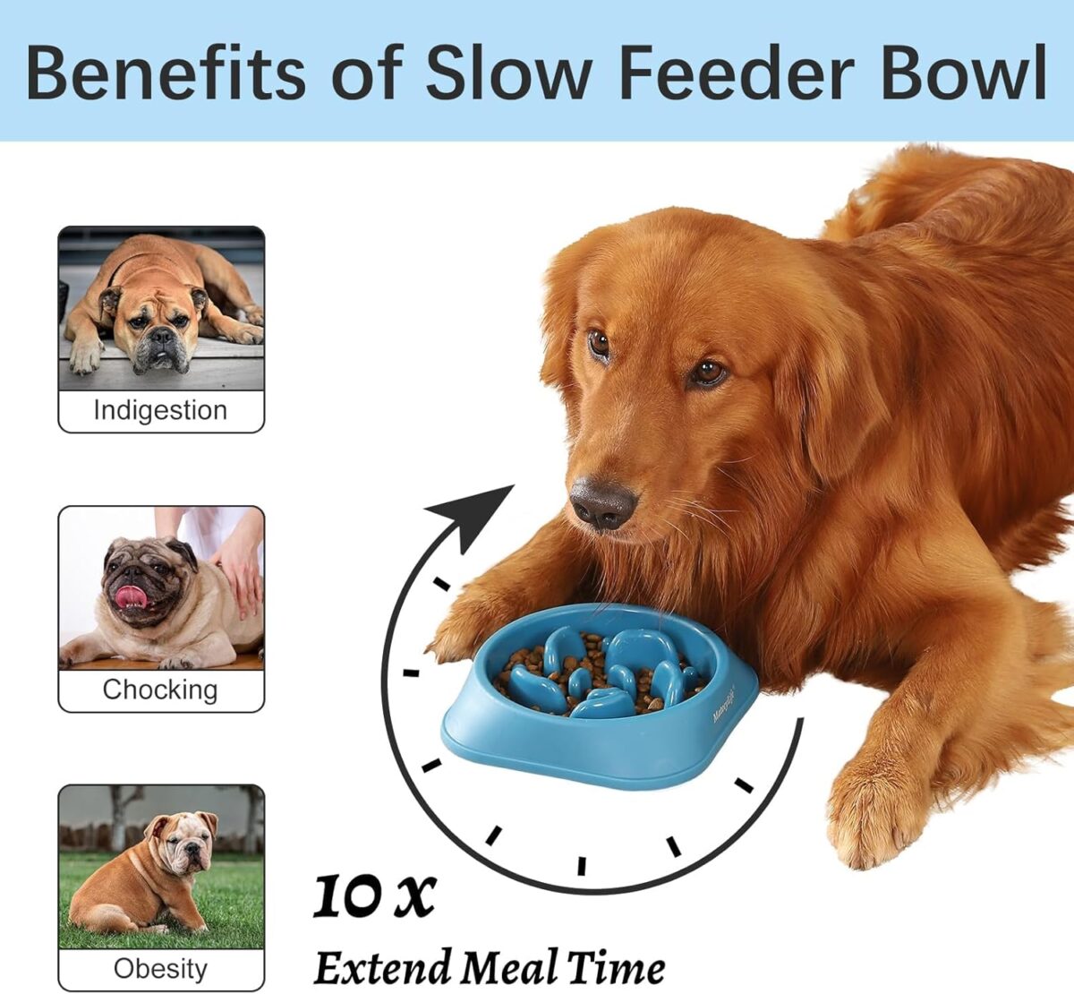 MateeyLife Slow Feeder Dog Bowls 2PCS, Anti-Choking Puzzle Dog Food Bowls, Anti-Slip Interactive Feeding Slow Down Eating, Bloat Stop Maze Dishes for Medium Breeds - Image 3
