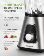 SHARDOR 1200W Blenders for Smoothies and Shakes, 52 Oz Countertop Blender & 22 Oz Personal Blender Combo, New Upgraded 6-leaf Blade, 3 Adjustable Speed for Juices, Frozen Fruit Drinks, Sauces - Image 4