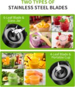 SHARDOR 1200W Blenders for Smoothies and Shakes, 52 Oz Countertop Blender & 22 Oz Personal Blender Combo, New Upgraded 6-leaf Blade, 3 Adjustable Speed for Juices, Frozen Fruit Drinks, Sauces - Image 5