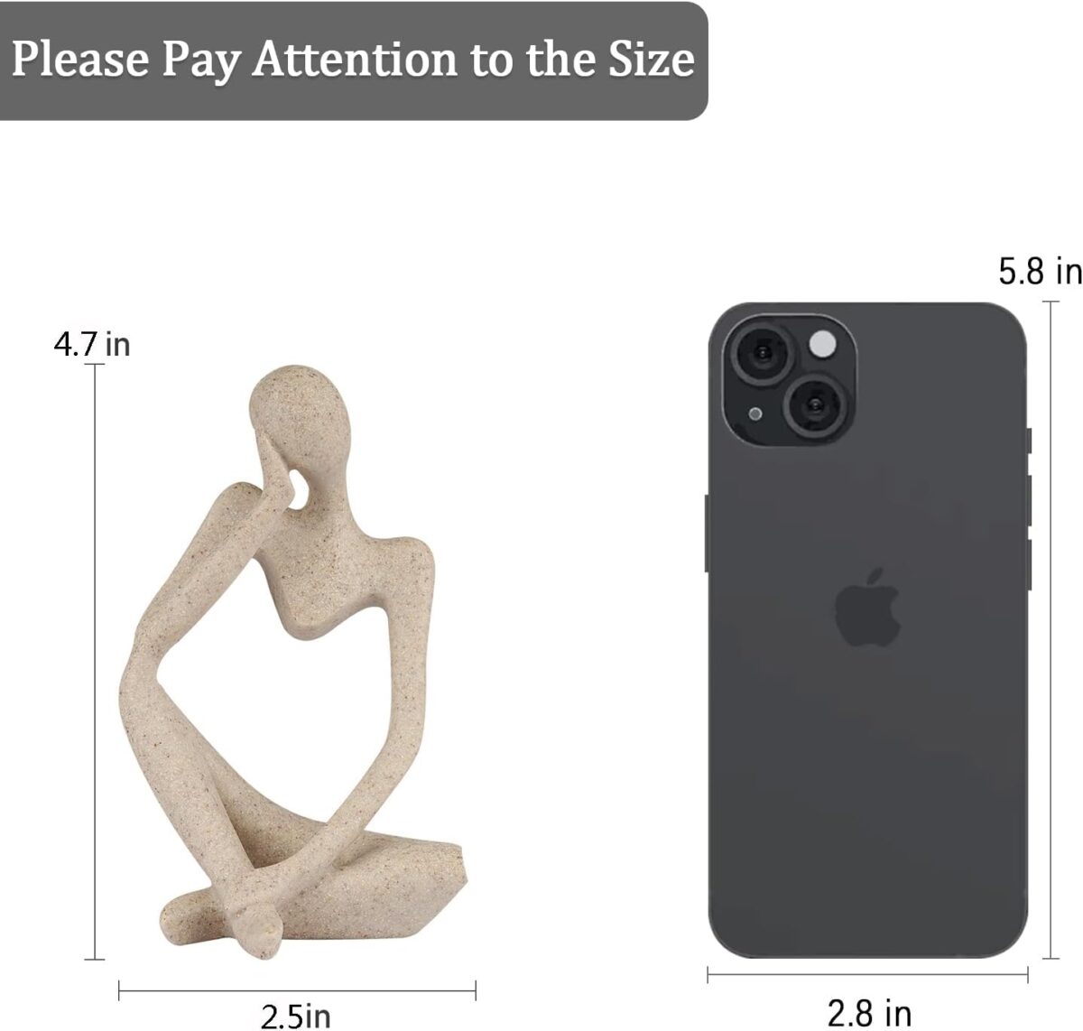 Sandstone Resin Thinker Style Abstract Sculpture Statue Collectible Figurines Home Office Bookshelf Desktop Decor(Small Sandstone,Left) - Image 3