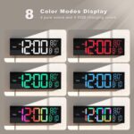 JALL 16" Large Digital Wall Mount Clock, Count Down Timer, Alarm, Big LED, 8 RGB Color, DST, Temperature for Living Room Classroom Desk, Xmas, Birthday Gift for Senior Mom Dad (Black, 16 inches) - Image 4