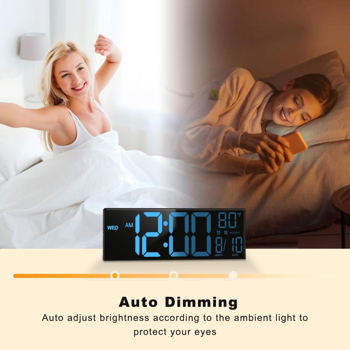 JALL 16" Large Digital Wall Mount Clock, Count Down Timer, Alarm, Big LED, 8 RGB Color, DST, Temperature for Living Room Classroom Desk, Xmas, Birthday Gift for Senior Mom Dad (Black, 16 inches) - Image 7
