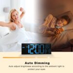 JALL 16" Large Digital Wall Mount Clock, Count Down Timer, Alarm, Big LED, 8 RGB Color, DST, Temperature for Living Room Classroom Desk, Xmas, Birthday Gift for Senior Mom Dad (Black, 16 inches) - Image 7