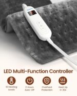 RENPHO Heating Pad for Back Pain & Period Cramps, FSA Eligible, Christmas Gifts for Women Men Mom Dad,12" x24‘’ Electric Heat Pad for Neck and Shoulder, HSA Store, ETL Certified, Gray - Image 5