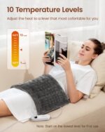 RENPHO Heating Pad for Back Pain & Period Cramps, FSA Eligible, Christmas Gifts for Women Men Mom Dad,12" x24‘’ Electric Heat Pad for Neck and Shoulder, HSA Store, ETL Certified, Gray - Image 6