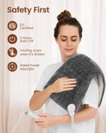RENPHO Heating Pad for Back Pain & Period Cramps, FSA Eligible, Christmas Gifts for Women Men Mom Dad,12" x24‘’ Electric Heat Pad for Neck and Shoulder, HSA Store, ETL Certified, Gray - Image 8
