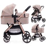 2-in-1 Baby Stroller with Bassinet Mode - Folding Infant Newborn Pram Stroller with Reversible Seat - Toddler Strollers for 0-36 Months Old Babies (Beige) - Image 2