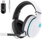 2.4GHz Wireless Gaming Headset for PS5, PS4 Fortnite & Call of Duty/FPS Gamers, PC, Nintendo Switch, Bluetooth 5.3 Gaming Headphones with Noise Canceling Mic, Stereo Sound, 40+Hr Battery -White - Image 2