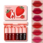 6 Colors Lip Tint Stain Set, Korean Lip Stain Mini Liquid Lipstick, Moisturizing Natural Korean Lip Gloss Set, Long Lasting, Waterproof, Non-Stick Cup, High Pigment, Lip Color Makeup - Image 2