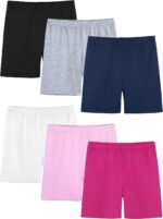 6 Pack Girls Bike Shorts Cartwheel Toddler Biker Under Dress Dance Multi-Color Kids Shorts Girls Clothes - Image 2