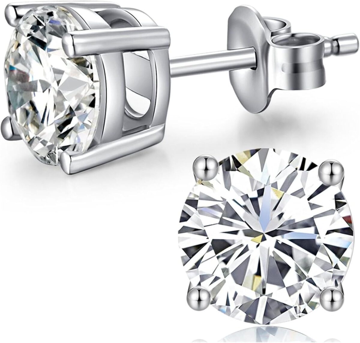 925 Sterling Silver Diamond Stud Earrings for Women Geometric Cubic Zirconia Jewelry Sparkling Jewelry for Brides - Image 2