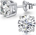 925 Sterling Silver Diamond Stud Earrings for Women Geometric Cubic Zirconia Jewelry Sparkling Jewelry for Brides - Image 2