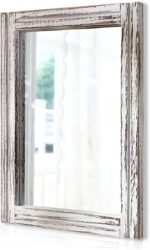 AAZZKANG Wall Mirror with Wood Framed Rustic Mirrors for Wall Rectangle Decorative for Bedroom Bathroom Living Room Entryway Farmhouse Hanging Small - Image 2
