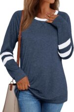 AUTOMET Womens Long Sleeve Shirts Color Block Casual Crewneck Tops Tshirt Basic Tee Fall Fashion Clothes Trendy Outfits - Image 2
