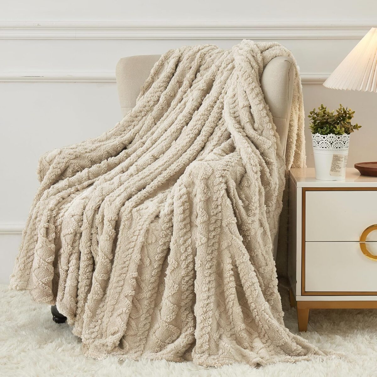Aganear Fleece Throw Blanket - Cozy Soft Lightweight Fuzzy Throw Blanket for Women Portable Throw Blankets for Couch, Warm Present for Birthday, Christmas, Halloween, Housewarming(50"x60", Khaki) - Image 2