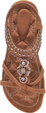 Alicegana Womens Sandals Shoes Comfort Walking with Non Slip on Casual Summer Beach Shoes Dress Ankle Elastic Jeweled Bohemian Flats - Image 2