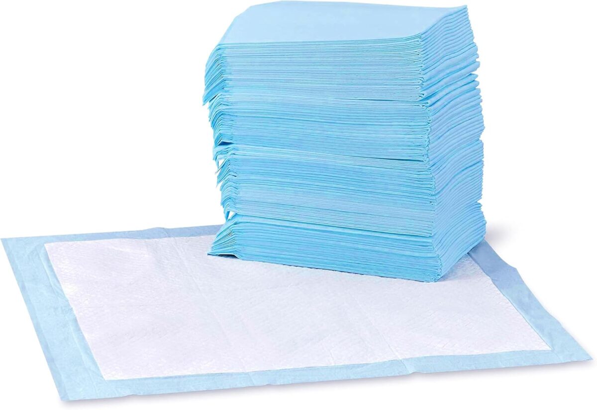 Amazon Basics Dog and Puppy Pee Pads, 5-Layer Leak-Proof Super Absorbent, Quick-Dry Surface, Potty Training, Regular (22x22"), 100 Count, Blue & White - Image 2