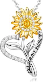 Anniversary for Gifts Women Wife, 18k Gold Plated Sunflower Necklaces for Women, Anniversary Her Gifts Birthday Gift for Wife You Are My Sunshine Woman's Jewelry Girlfriend Grandma Mom Daughter - Image 2