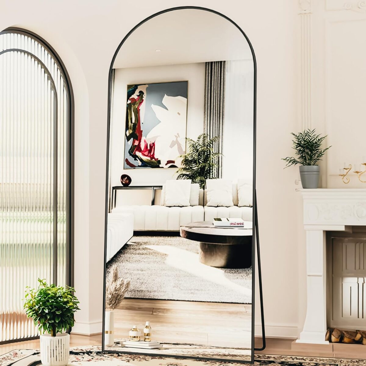 Antok Arched Full Length Mirror, 76"x34" Arched Floor Mirror, Glassless Mirror Full Length with Stand, Floor Mirrors Freestanding, Wall Mounted Mirrors for Bedroom Living Room, Black - Image 2