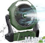 Ausic Portable Misting Fan, Outdoor Fans for Patios with Water Mist, 10000mAh Rechargeable Battery Personal Cooling Fan with Mister, 8-Inch, 250mL Water Tank & LED Lantern, for Home, Outside, Camping - Image 2