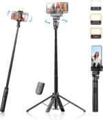 Auto Face Tracking Tripod & 360° Rotating Selfie Stick with Light, Smart AI Motion Sensor, Facial Recognition, 1-Axis Gimbal Stabilizer Phone Holder for iPhone/Android, TikTok Video Recording/Vlog - Image 2