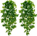 BLEUM CADE Fake Hanging Plants, 2pcs Artificial Hanging Plant, Faux Pothos Vines Hanging Plant Greenery for Wall Home Living Room Indoor Outdoor Decor (No Baskets) - Image 2
