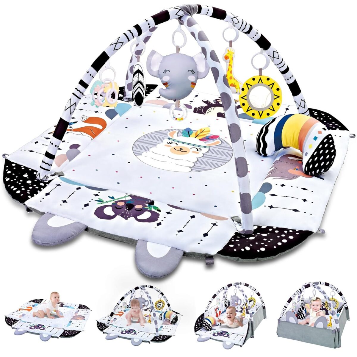 Baby Gym Play Mat, 8-in-1 Tummy Time Mat & Activity Gym, Washable Ball Pit, Infant Play Mat with Detachable Toys for Sensory Exploration and Motor Skill Development - Image 2