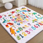 Baby Play Mat - Thicken 71x59 Inch Soft Foam Crawling Mat for Playpen & Floor, Non-Slip Waterproof Playmats for Infants & Toddlers, Portable Foldable & Machine Washable, Dinosaur & Letters - Image 2