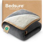Bedsure Waterproof Dog Blankets for Small Dogs - Small Cat Blanket Washable for Couch Protection, Sherpa Fleece Puppy Blanket, Soft Plush Reversible Throw Furniture Protector, 25"X35", Grey - Image 2