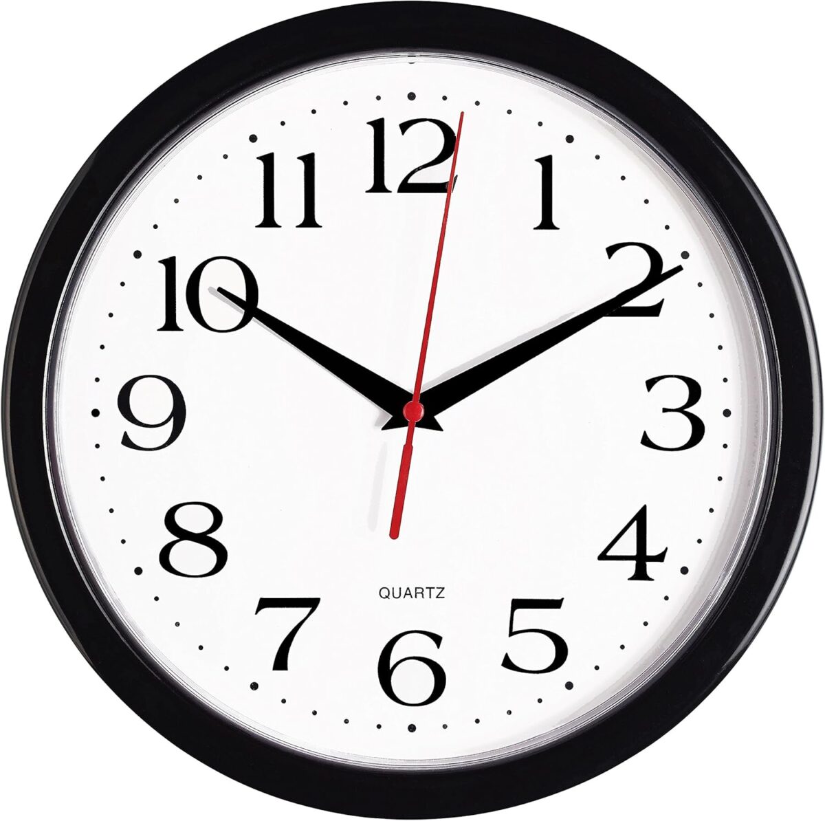 Bernhard Products Black Wall Clock Silent Non Ticking 10 Inch Quality Quartz Battery Operated Round Easy to Read Home/Office/Kitchen/Classroom/School Clock Sweep Movement - Image 2