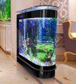 Black Fish Tank 124Gal LED Aquarium Kit Upright Fish Tank Large Glass Fishbowl Glsaa Bar for Patios Living Office Room and Kitchen - Image 2