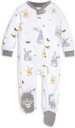 Burt's Bees Baby Baby Girls Pajamas, Zip Front Non-Slip Footed Sleeper Pjs, 100% Organic Cotton - Image 2