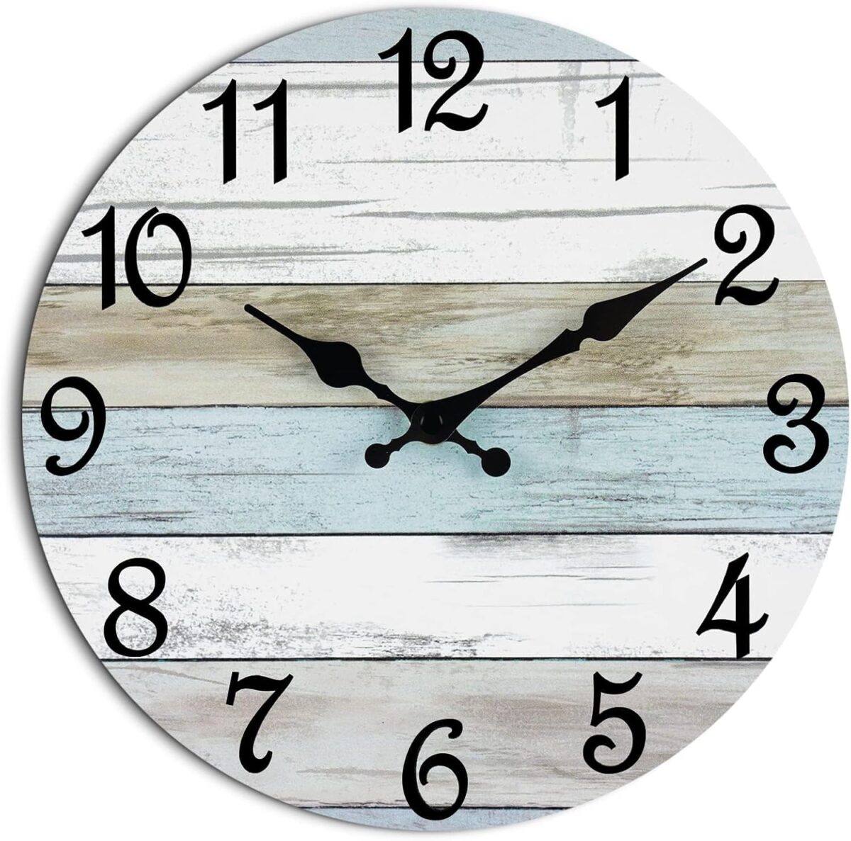 CHYLIN Wall Clock, Silent Non Ticking Battery Operated, Rustic Coastal Country Clock Decorative for Bathroom Kitchen Bedroom 8" - Image 2