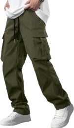 Comdecevis Men's Casual Cargo Pants Workout Joggers Stretch Sweatpants Hiking Drawstring Tactical Pants with Multi Pockets - Image 2