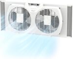Comfort Zone Twin Window Fan with Reversible Airflow Control, 9 inch, Auto-Locking Expanders, 2 Speed Fan, Dual Fan, Exhaust, Airflow 9.84 ft/sec, Ideal for Home, Kitchen, Bedroom & Office, CZ319WT - Image 2