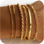 DEARMAY Gold Bracelets for Women Waterproof, 14K Gold Plated Jewelry Sets Trendy Thin Dainty Stackable Cuban Link Paperclip Chain Bracelet Pack Fashion Accessories Gifts for Womens - Image 2
