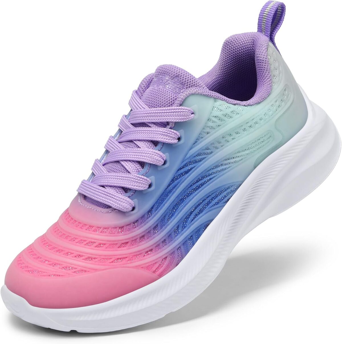 DREAM PAIRS Girls Boys Shoes Kids Tennis Sparkle Glitter Lace up Athletic Running Sneakers - Image 2