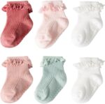DRESHOW BQUBO Baby Girls Toddler Anti Slip Socks - Cute Frilly Ruffle Grip Ankle Socks for Infant Toddler - Image 2
