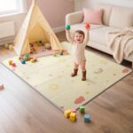 Extra Large Foldable Play Mat, Reversible Baby Play Mat with Edge Reinforcement, Non-Toxic & Waterproof Baby Mat for Floor, Foam Playmat for Infants Toddlers, Rainbow, Cloud & Moon, 50''x50'' - Image 2