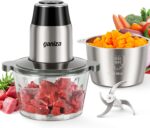 GANIZA Food Processors, Electric Food Chopper with Meat Grinder & Vegetable Chopper - 2 Bowls (8 Cup+8 Cup) with Powerful 450W Copper Motor - Includes 2 Sets of Bi-Level Blades for Fruits/Meat/Nuts - Image 2