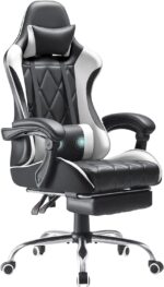 Homall Gaming Chair, Computer Chair with Footrest and Massage Lumbar Support, Ergonomic High Back Video Game Chair with Swivel Seat and Headrest (White) - Image 2